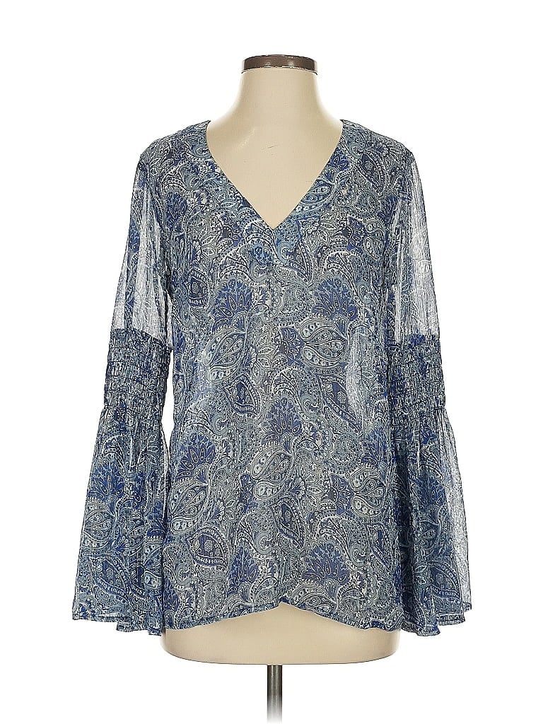 Pre-owned Michael Michael Kors Long Sleeve Blouse In Blue