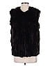 Adrienne Landau 100% Rabbit Fur Black Brown Faux Fur Vest Size M - photo 1