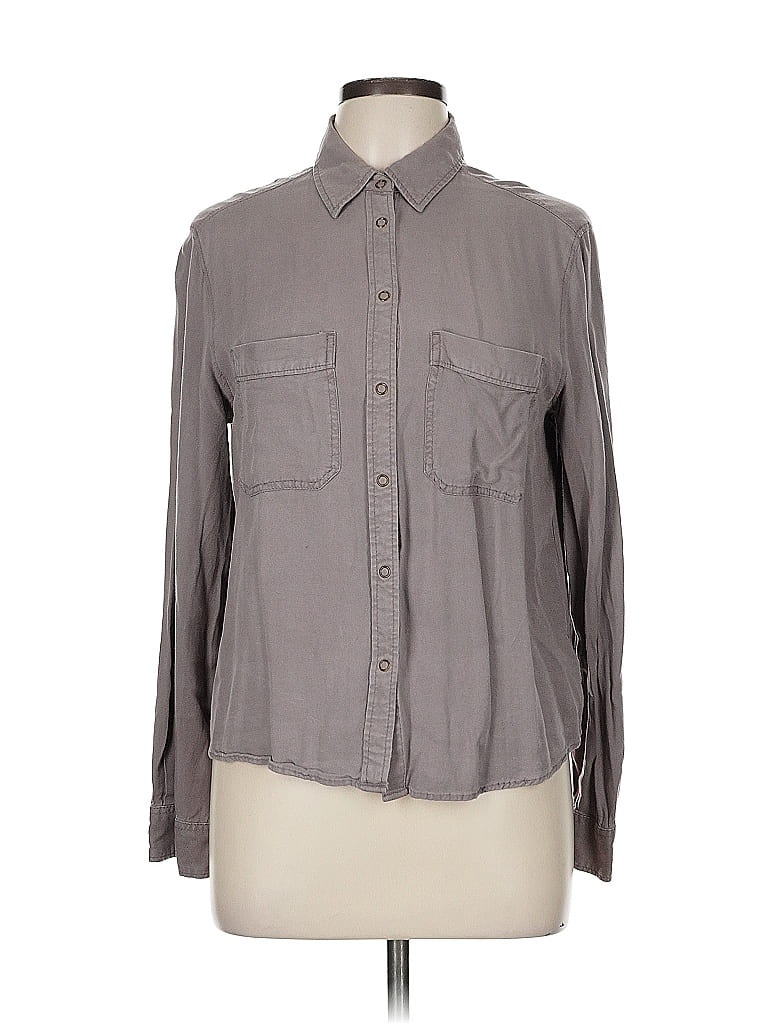 Pre-owned Express Long Sleeve Button Down Shirt In Gray