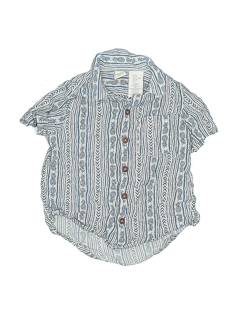 C&C California 100% Rayon Stripes Blue Short Sleeve Button-Down Shirt Size 5T - photo 1