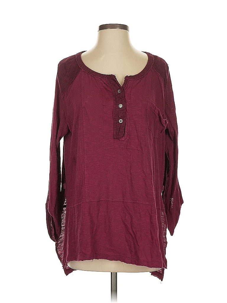 Pre-owned We The Free Long Sleeve Blouse In Burgundy