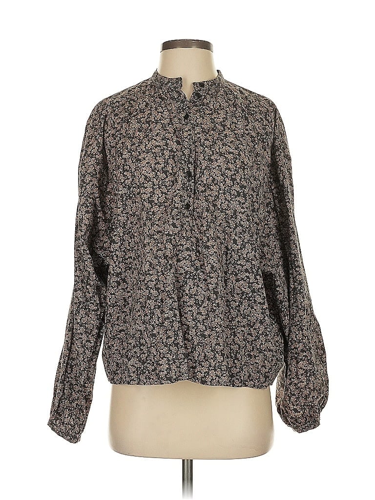 Pre-owned Universal Thread Long Sleeve Blouse In Brown