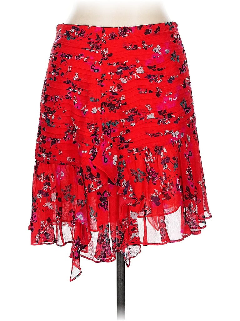 Tanya Taylor 100% Silk Floral Red Silk Skirt Size 12 - photo 1