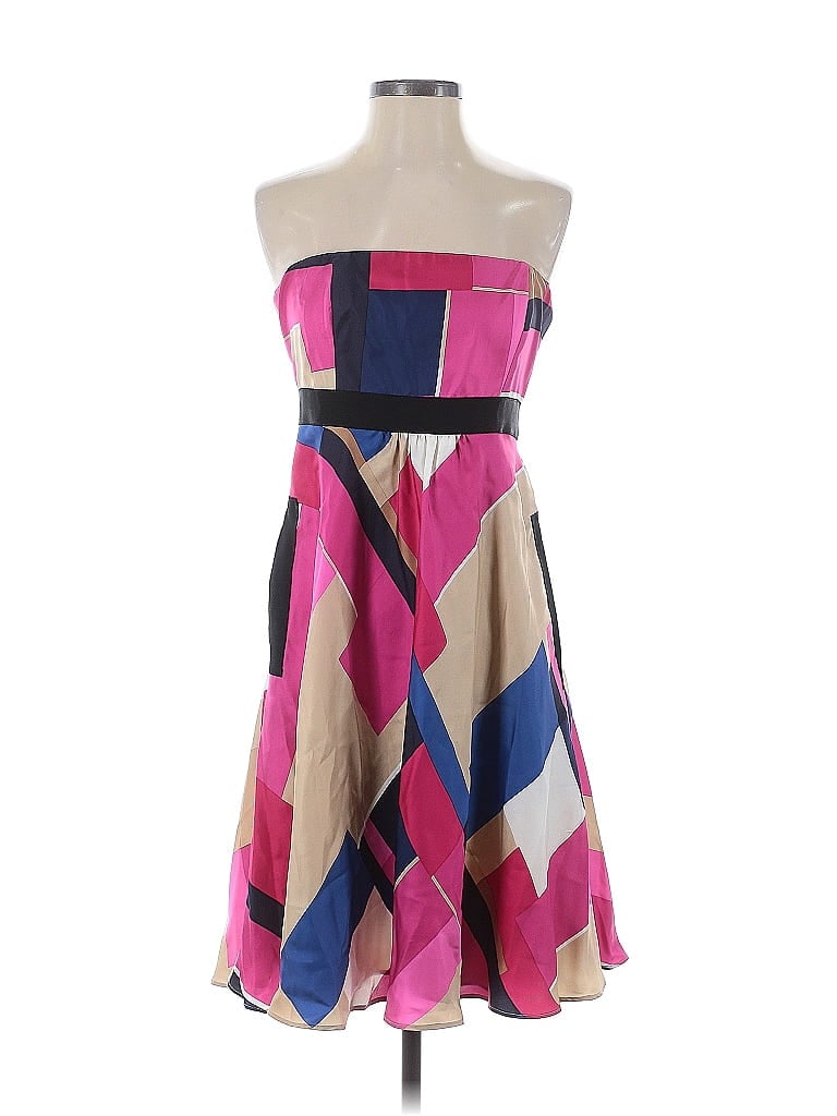 David Meister 100% Silk Color Block Pink Cocktail Dress Size 4 - photo 1