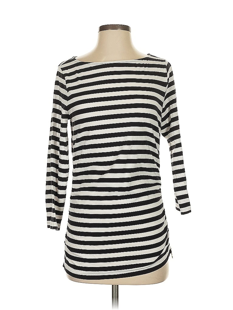 Click to view more detailed imagery on our partner's website Pre-owned Michael Michael Kors 3/4 Sleeve Top Black Boatneck Tops