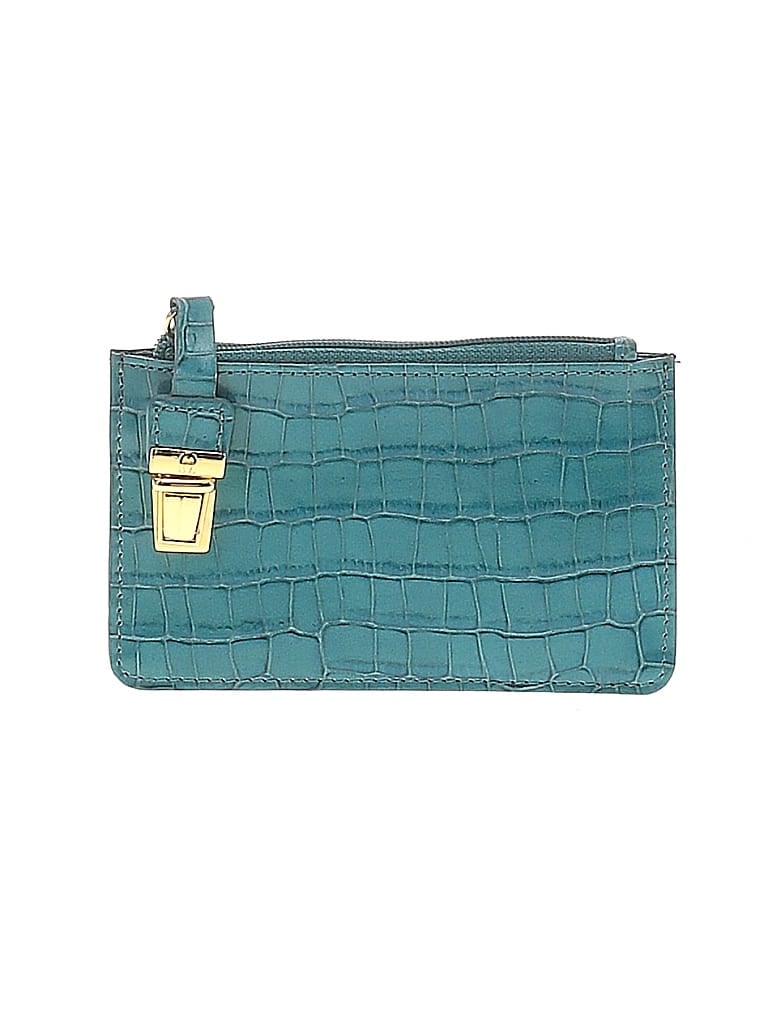 Etienne Aigner 100% Cow Leather Teal Blue Leather Card Holder One size - photo 1