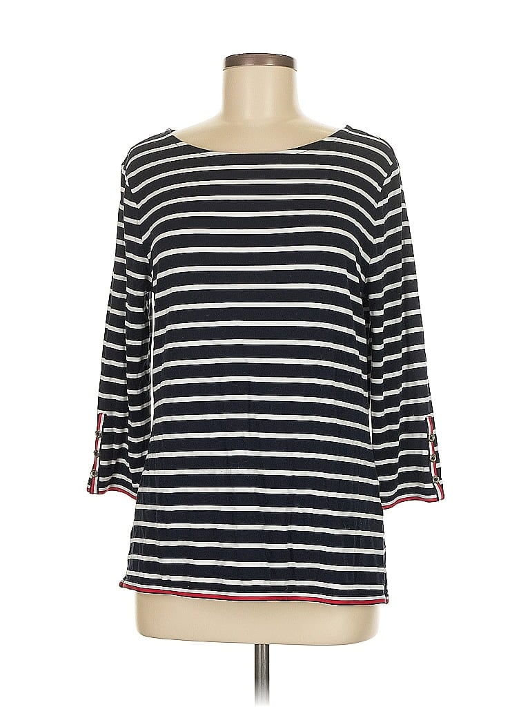 Pre-owned Tommy Hilfiger 3/4 Sleeve Top Black Boatneck Tops