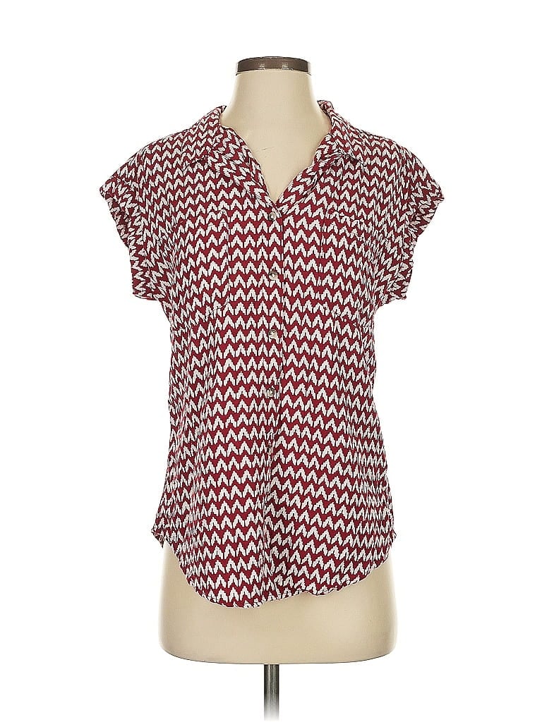 Pre-owned Jachs Girlfriend Short Sleeve Blouse In Burgundy