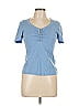August Silk Blue Short Sleeve Top Size L - photo 1