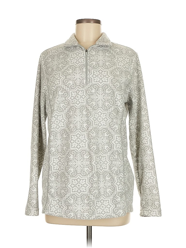 Pre-owned Lands' End Fleece Jacket In Gray