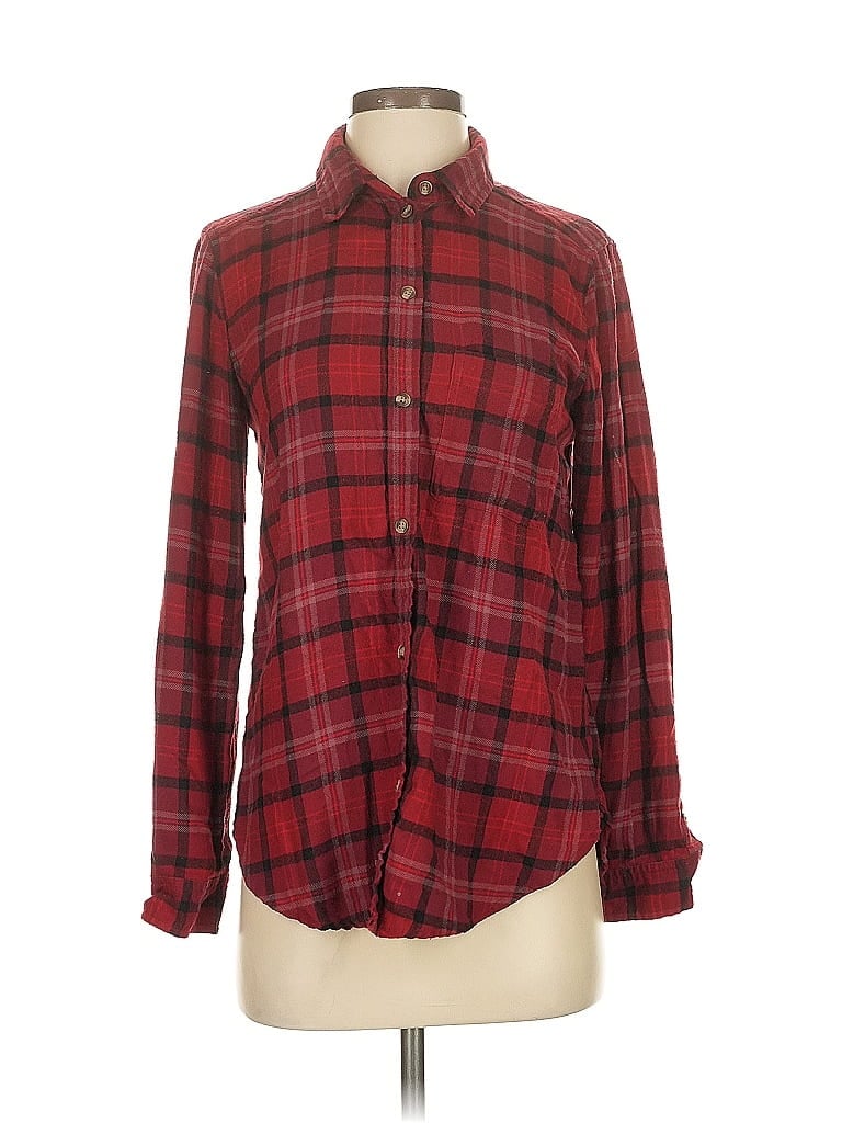 Pre-owned American Eagle Outfitters Long Sleeve Button Down Shirt In Burgundy