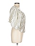 Express 100% Polyester Metallic Silver 3/4 Sleeve Blouse Size L - photo 4