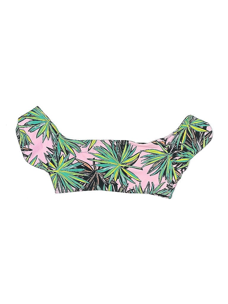 Pre-owned Kendall & Kylie Swimsuit Top Pink Tropical Pattern Swimwear