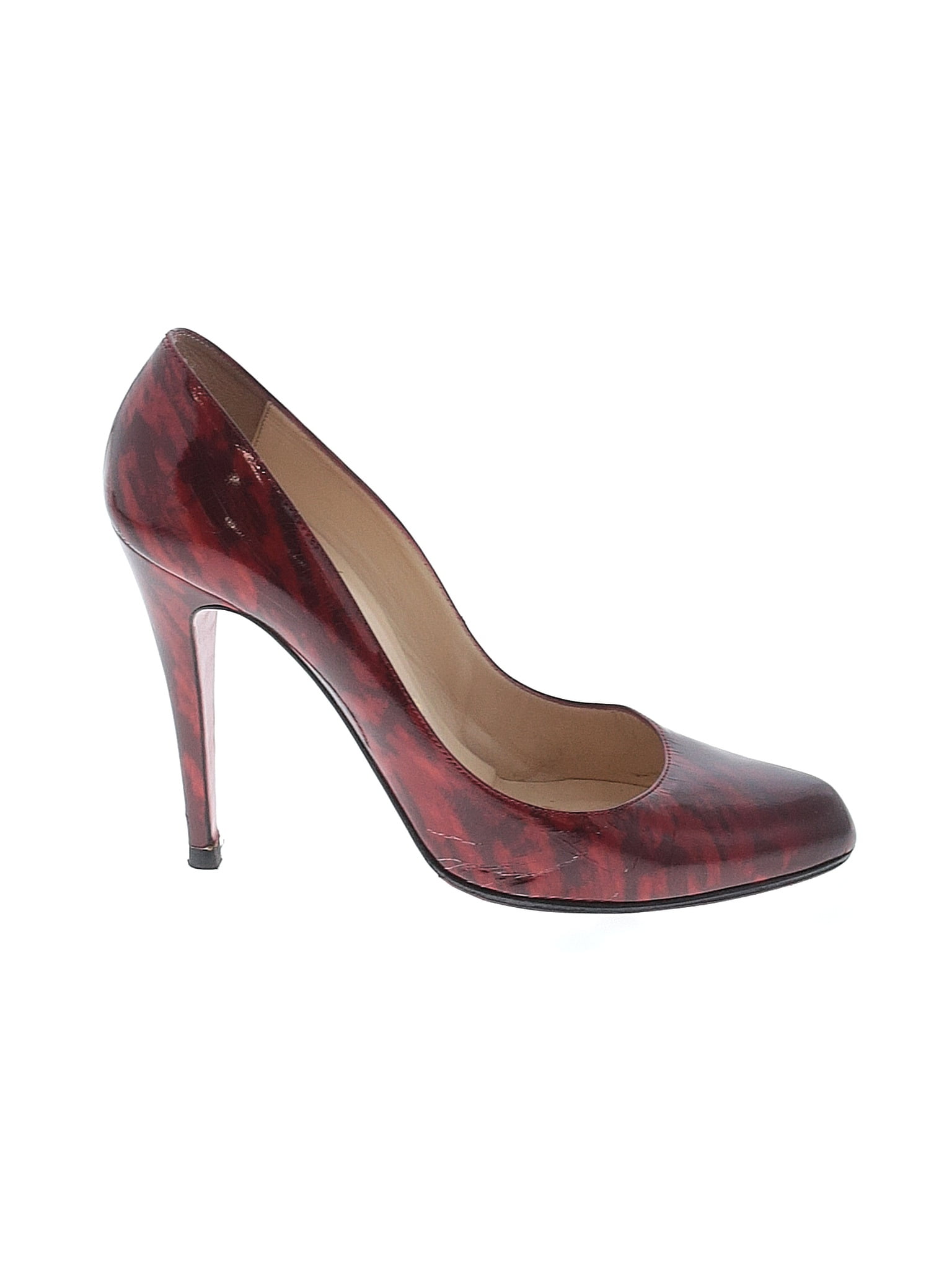 Christian Louboutin 100% Leather Burgundy Red Heels Size EU (IT) 38 / US 8