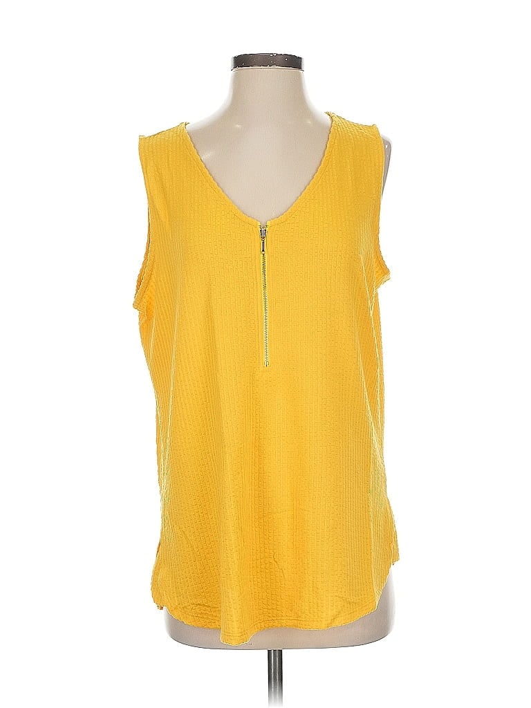 Pre-owned Lularoe Sleeveless Top Yellow V Neck Tops