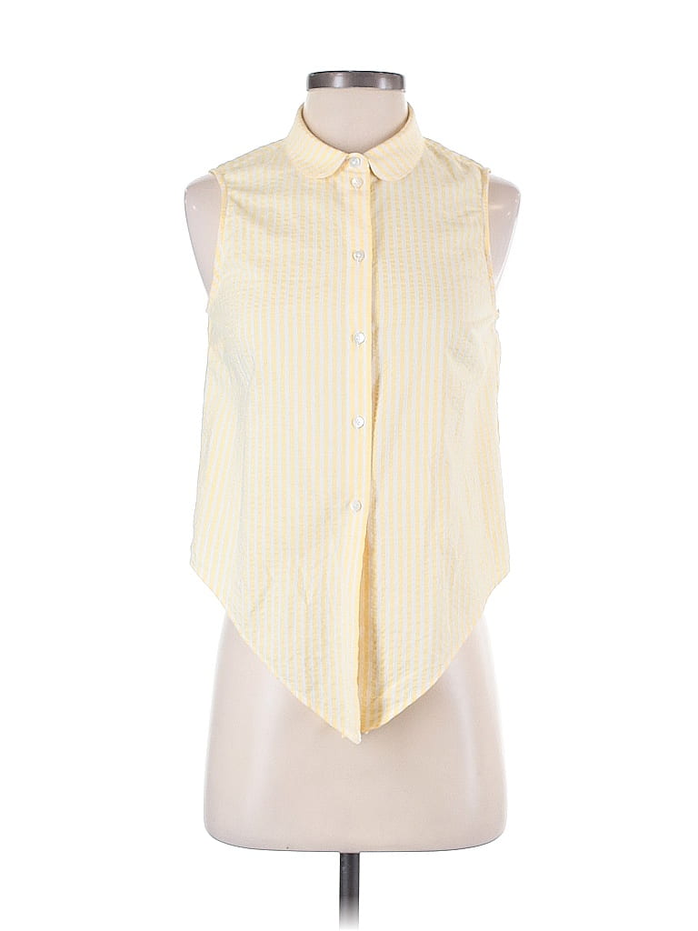 LA MAILLE SEZANE Paris Yellow Sleeveless Button-Down Shirt Size EU 36 / US 6 - photo 1