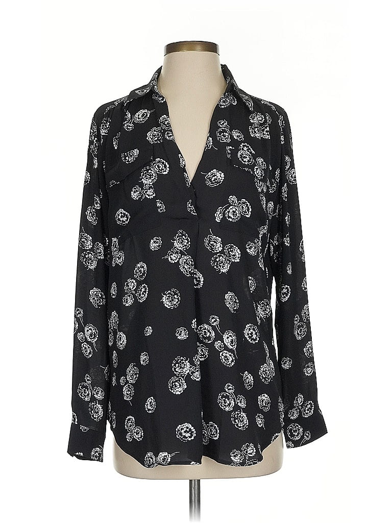 Pre-owned Ann Taylor Long Sleeve Blouse In Black