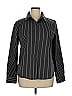 Foxcroft Stripes Black Brown Long Sleeve Blouse Size 18 - photo 1