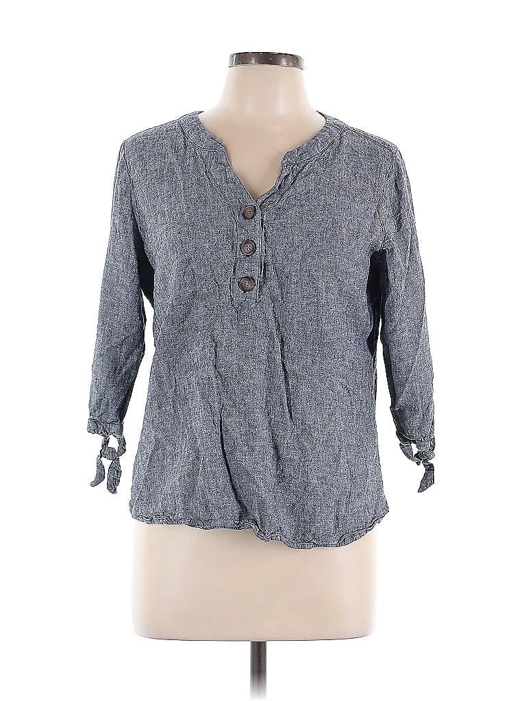 Pre-owned Christopher & Banks 3/4 Sleeve Blouse In Gray
