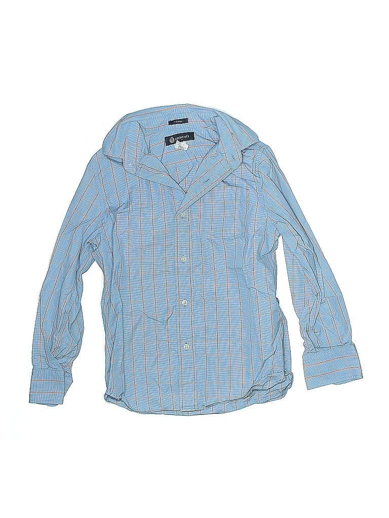 Crewcuts Outlet 100% Cotton Stripes Blue Long Sleeve Button-Down Shirt Size 8 (big kids) - photo 1