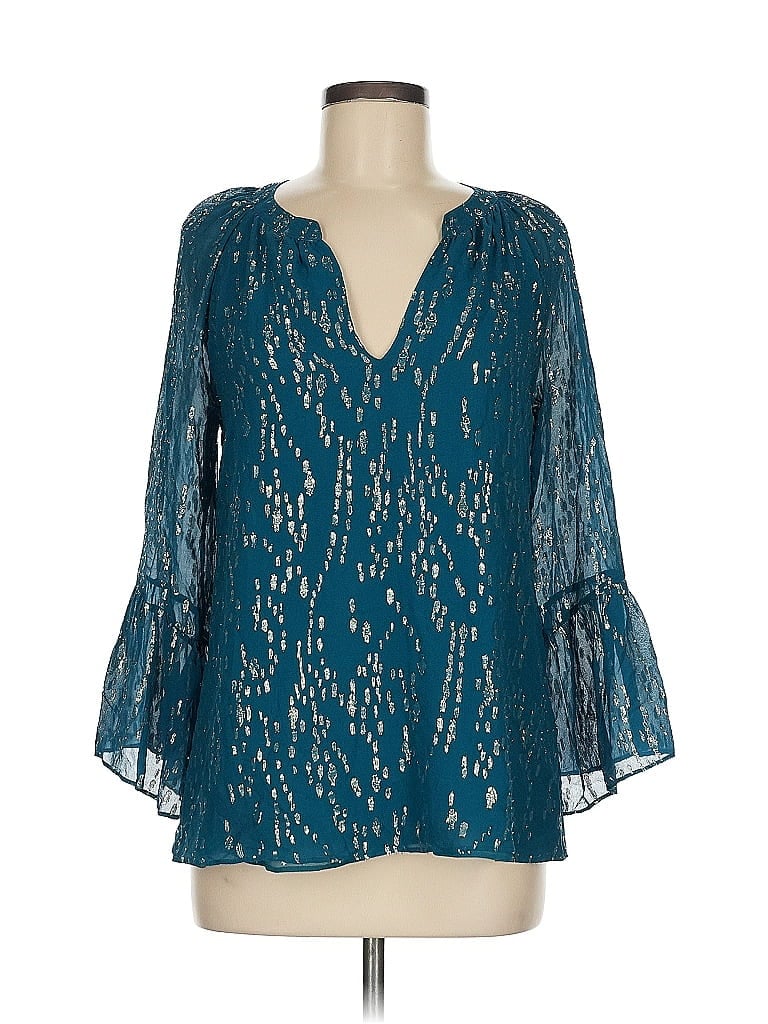 Lilly Pulitzer Teal 3/4 Sleeve Silk Top Size M - photo 1