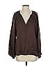 Cali Solid Brown Long Sleeve Blouse Size XS - photo 1