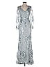 Mac Duggal 100% Polyester Silver Cocktail Dress Size 4 - photo 1