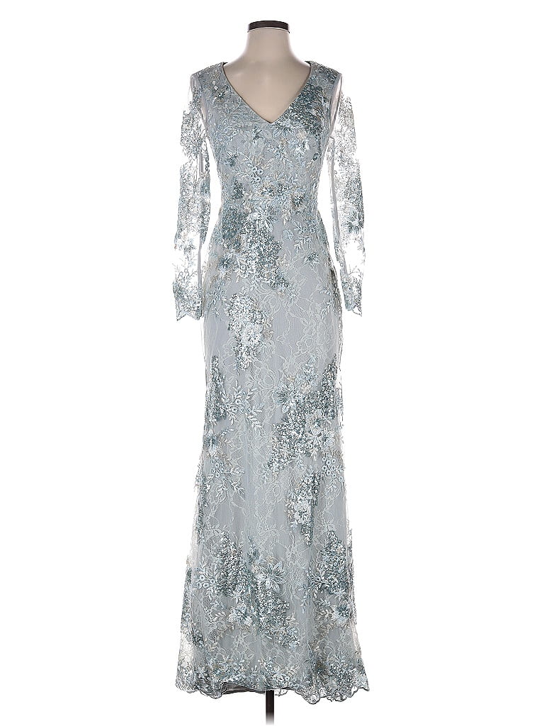Mac Duggal 100% Polyester Silver Cocktail Dress Size 4 - photo 1