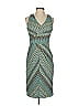 David Meister 100% Polyester Chevron-herringbone Teal Cocktail Dress Size 4 - photo 1