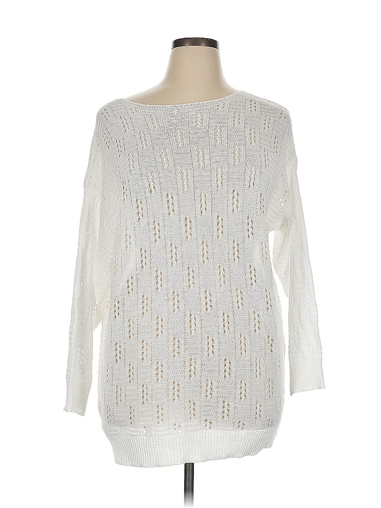 Pre-owned Shein Curve Pullover Sweater In White
