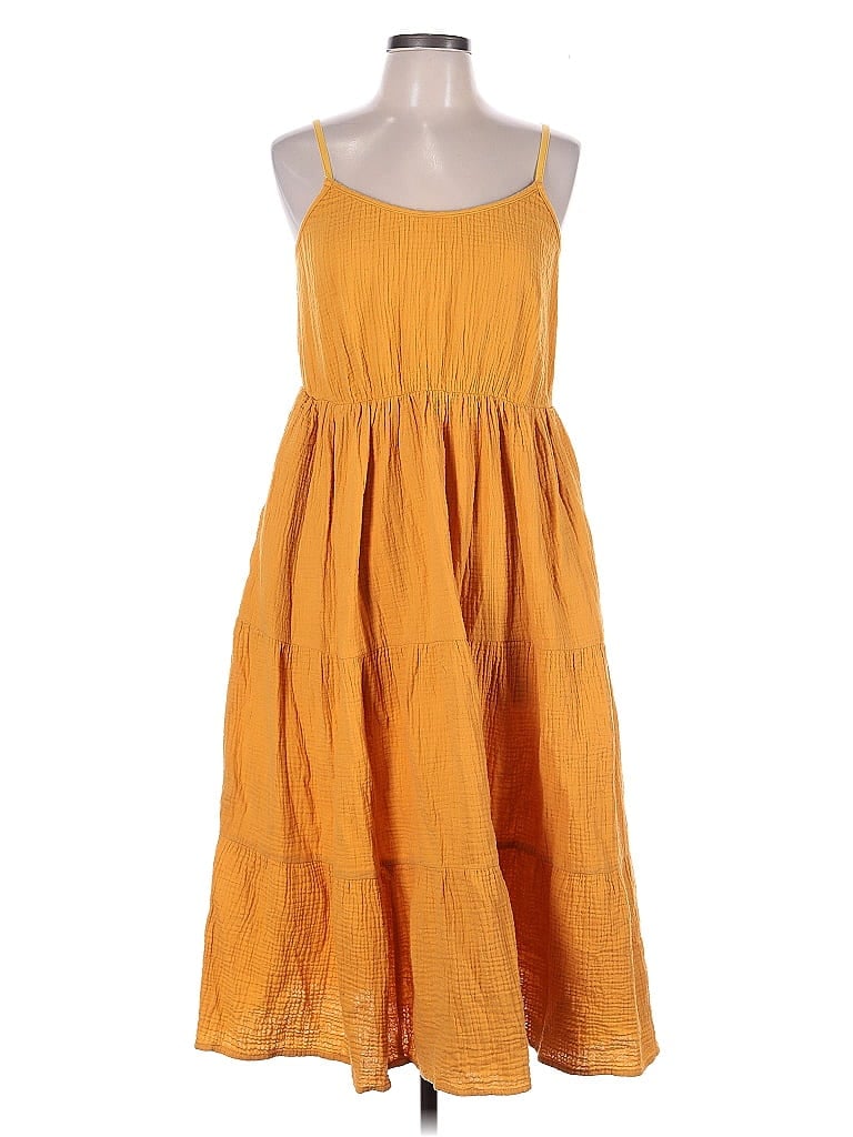 Magaschoni 100% Cotton Yellow Casual Dress Size L - photo 1