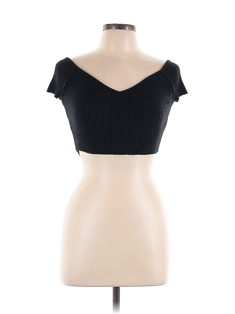 Click to view more detailed imagery on our partner's website Pre-owned Zara Short Sleeve Top Black Sweetheart Neckline Tops