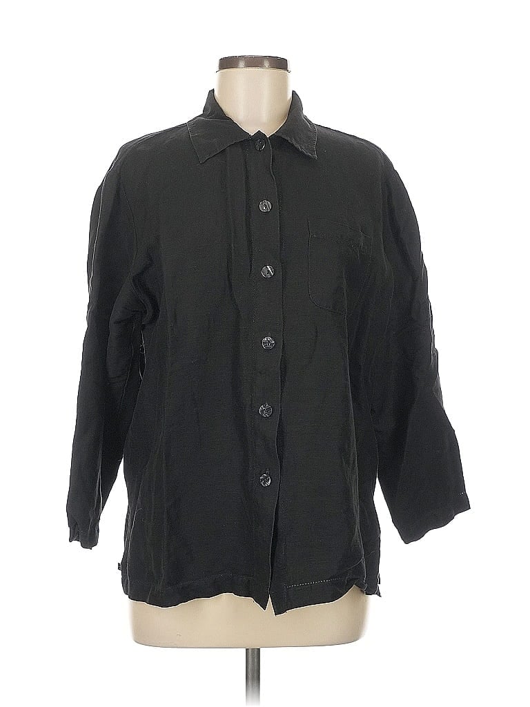 Pre-owned Style & Co 3/4 Sleeve Button Down Shirt In Black