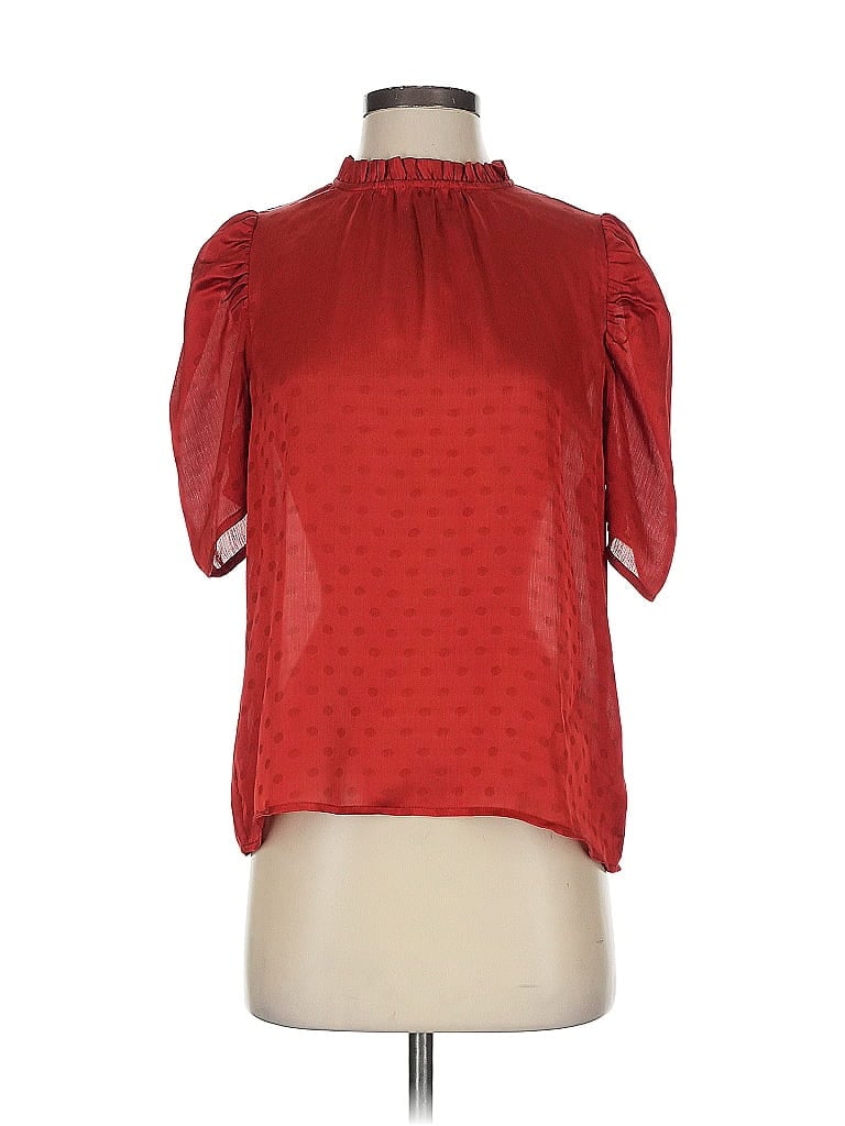 Pre-owned Pleione Short Sleeve Blouse In Red