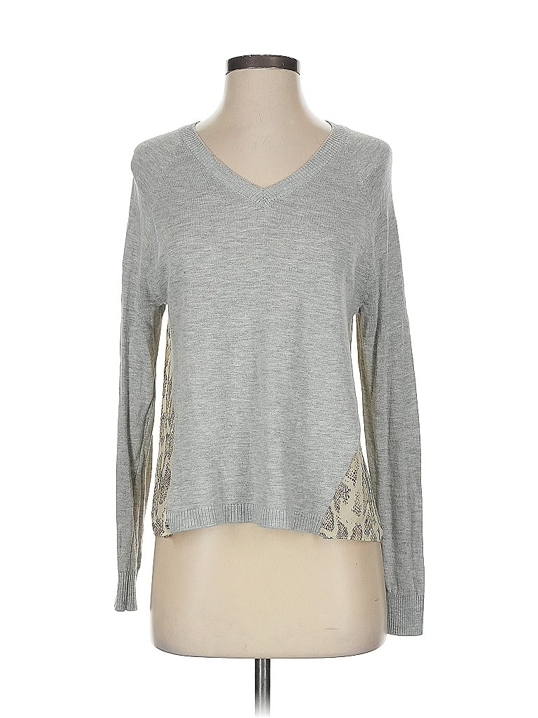 Pre-owned Current Air Long Sleeve Top Gray V Neck Tops