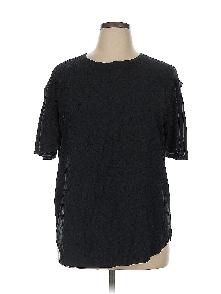 Pre-owned Soft Surroundings Short Sleeve Top Black Crew Neck Tops