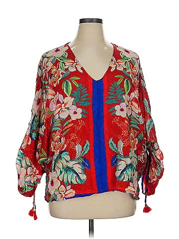 Johnny Was 3/4 Sleeve Silk Top (view 1)