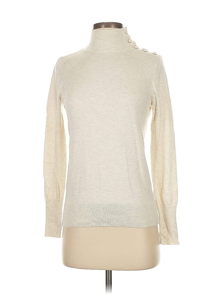Pre-owned Ann Taylor Turtleneck Sweater In White