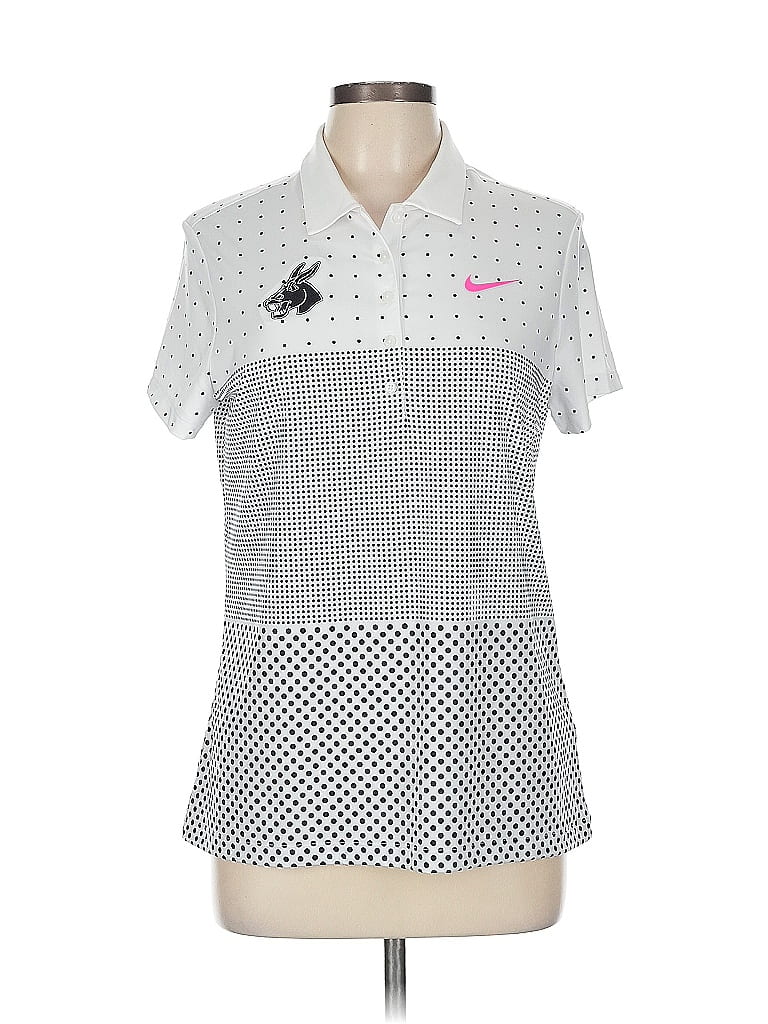 Nike Golf Houndstooth Silver Short Sleeve Blouse Size L - photo 1