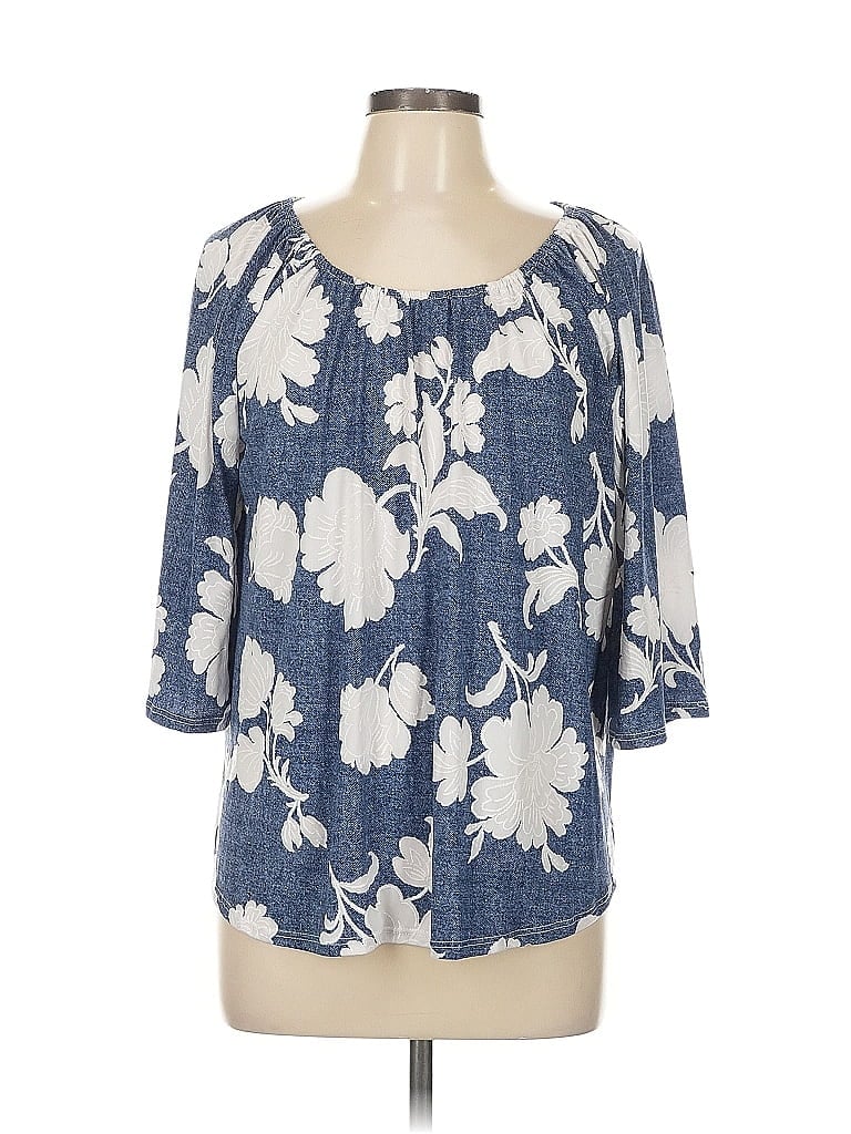 Pre-owned Amana 3/4 Sleeve Blouse In Blue