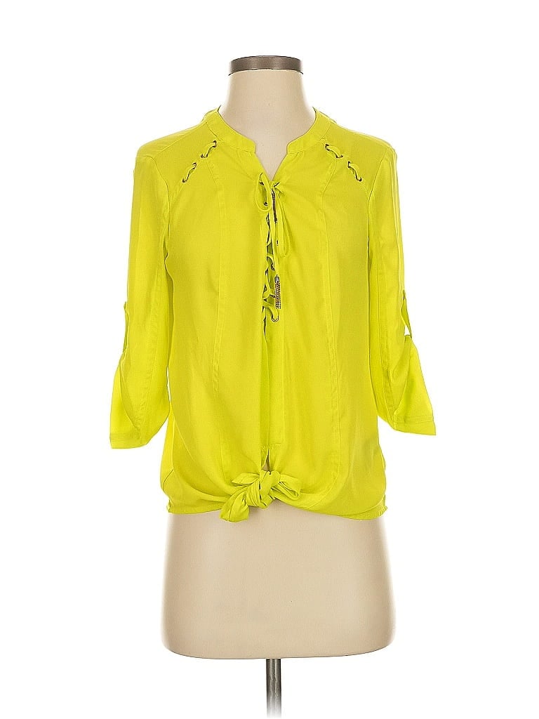 Pre-owned Bebe 3/4 Sleeve Blouse In Yellow