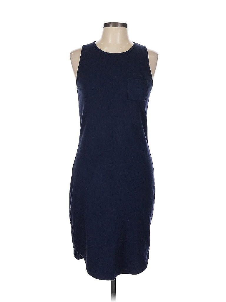Three Dots 100% Cotton Solid Blue Casual Dress Size L - photo 1