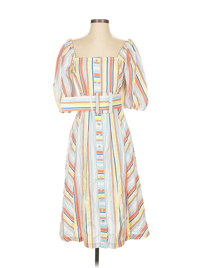 Tanya Taylor Stripes White Casual Dress Size 4 - photo 1
