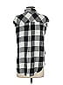 Elan 100% Rayon Checkered-gingham Black Short Sleeve Button-Down Shirt Size S - photo 2