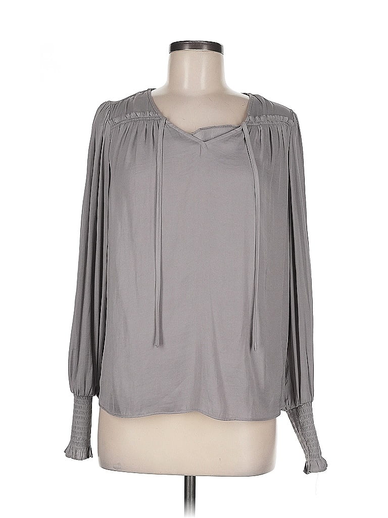 Pre-owned Maison D' Amelie Long Sleeve Blouse In Gray