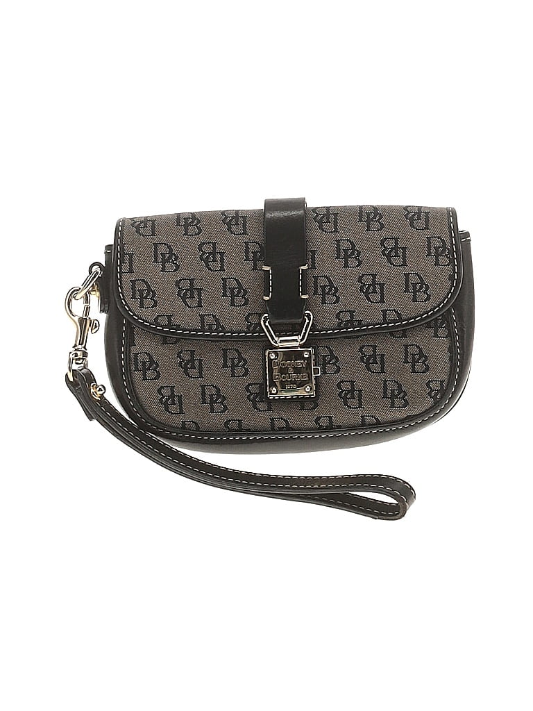 Dooney & Bourke Gray Black Leather Wristlet One size - photo 1