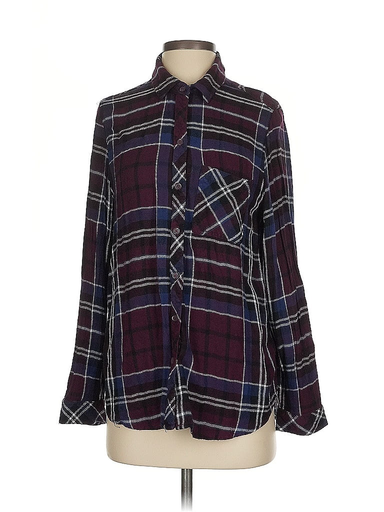 Pre-owned Beachlunchlounge Long Sleeve Blouse In Burgundy