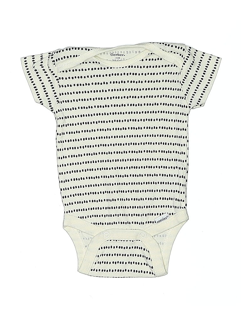 Gerber 100% Cotton Stripes Ivory Short Sleeve Onesie Size 0-3 mo - photo 1
