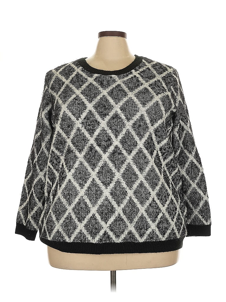 Lane Bryant Argyle Black Pullover Sweater Size 26 - photo 1