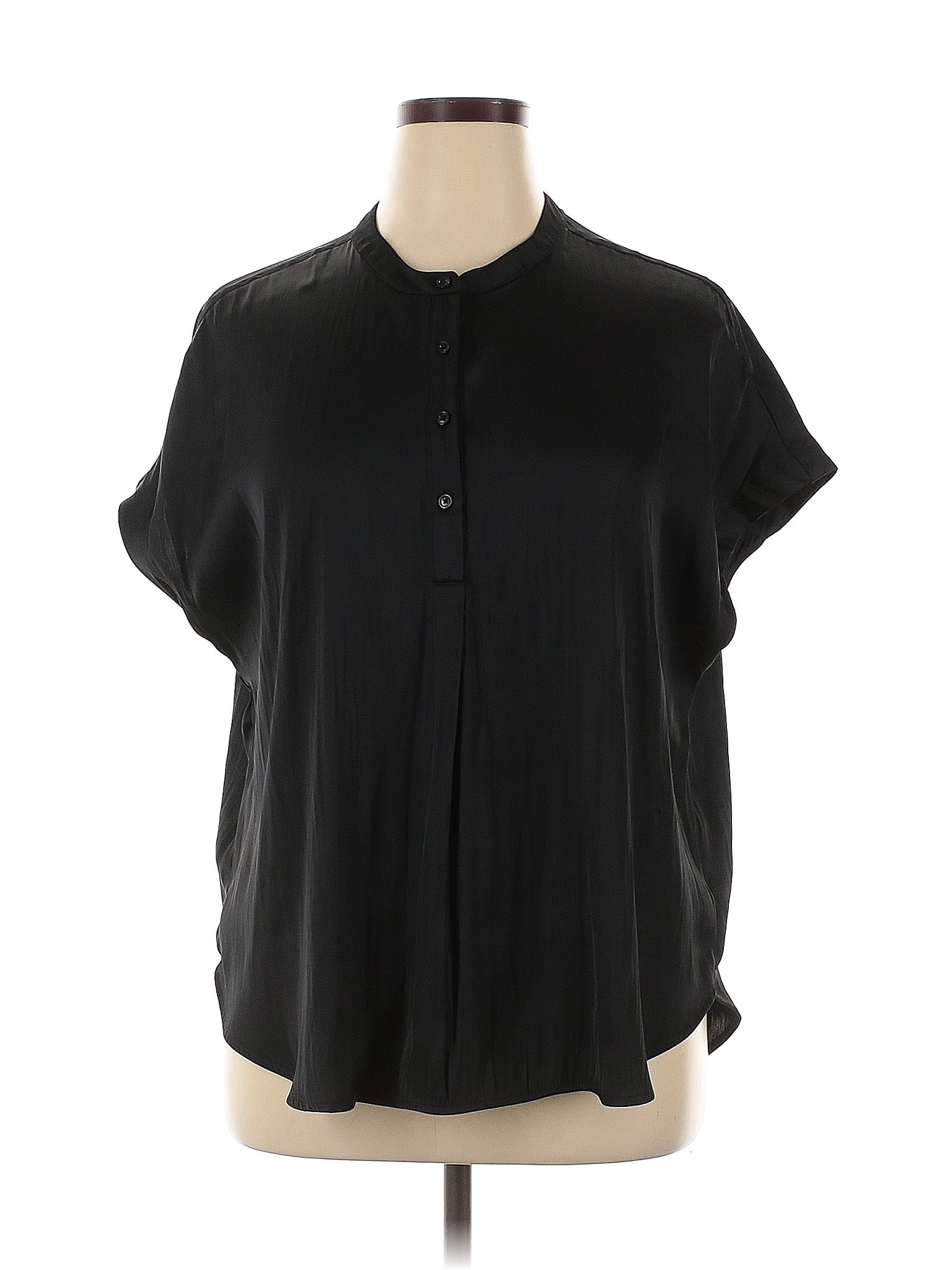 Old Navy 100% Polyester Black Short Sleeve Blouse Size XL